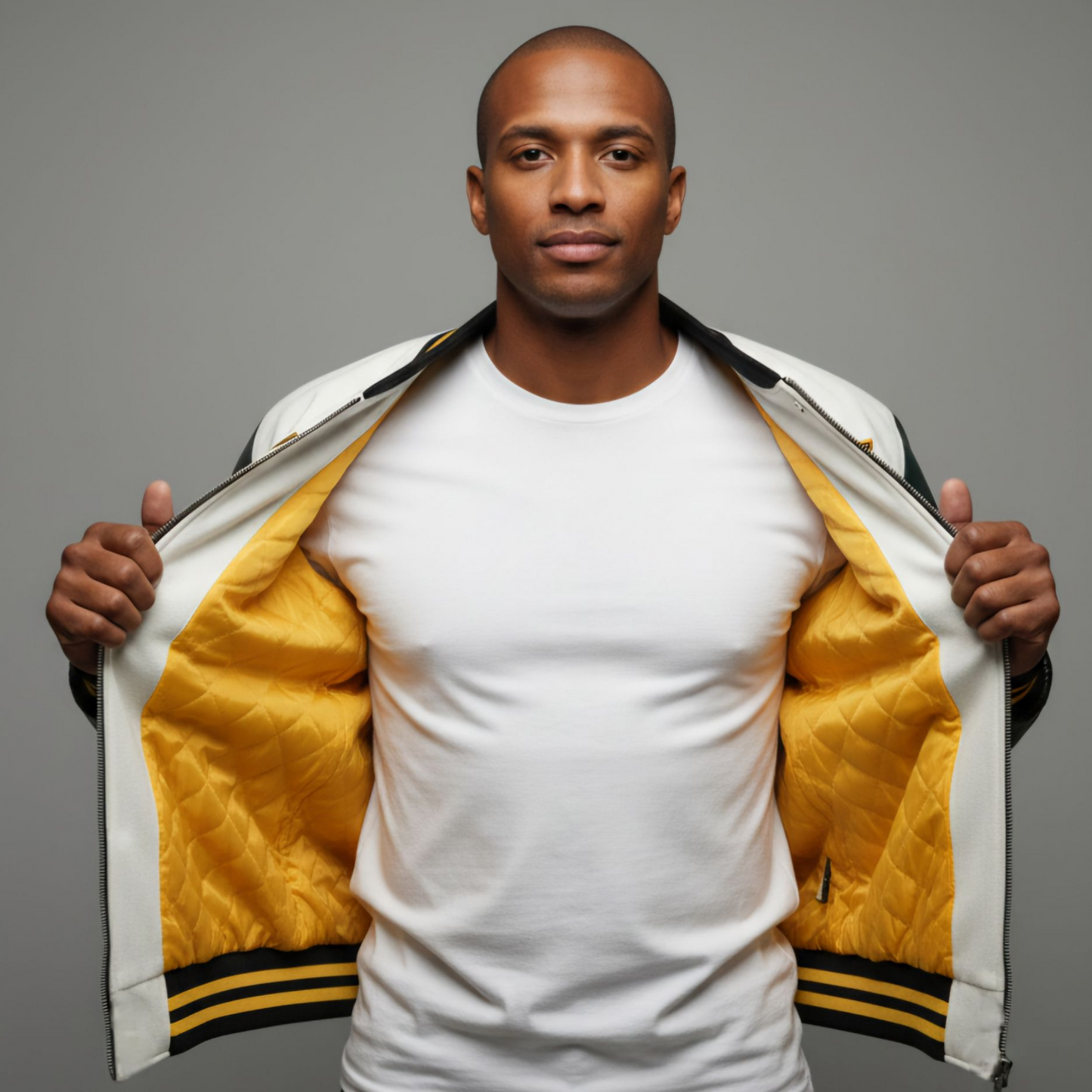 RUNIQUE Heritage Varsity Jacket | White & Green