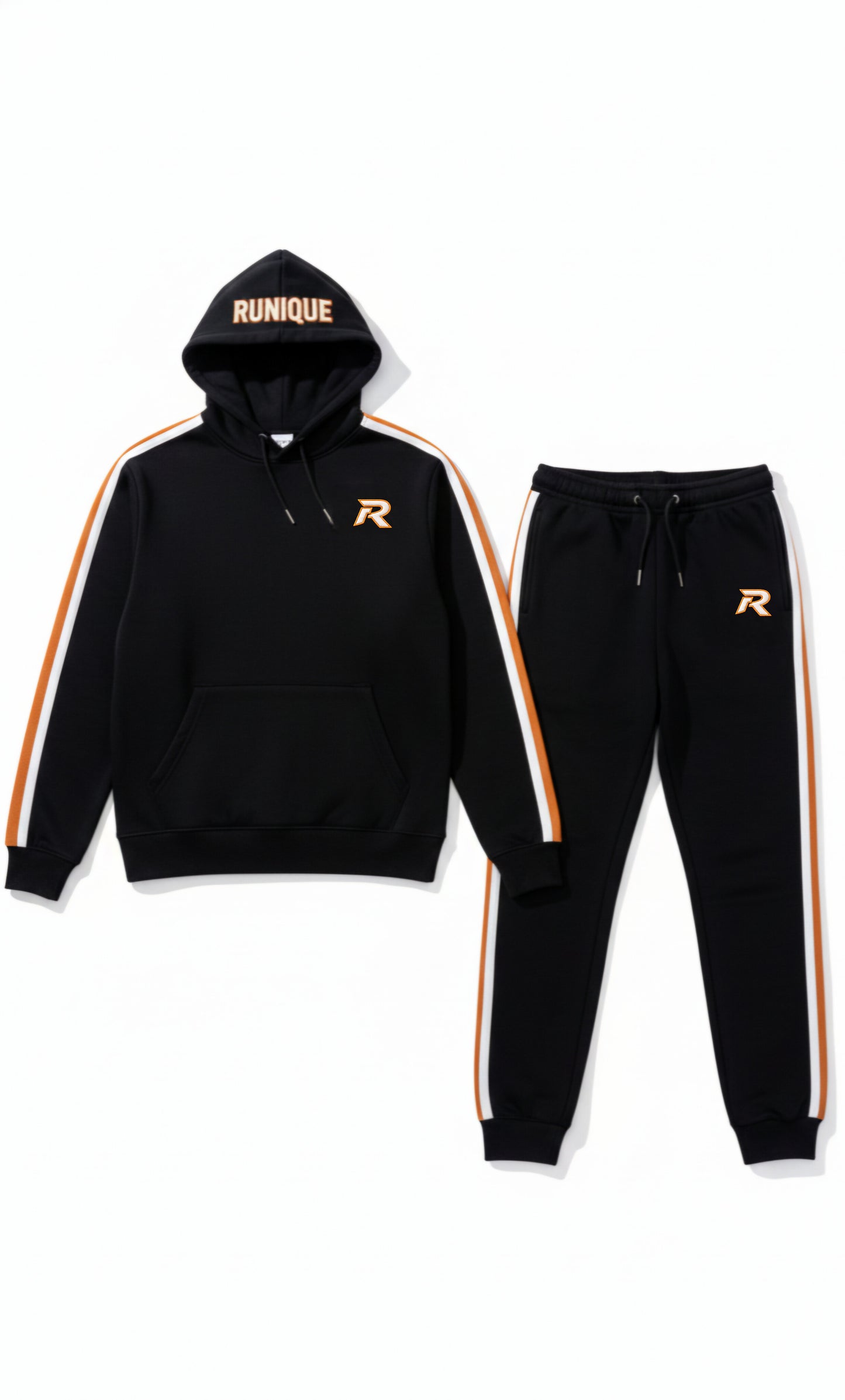 RUNIQUE Heritage Tracksuit – Black & Orange Signature Edition